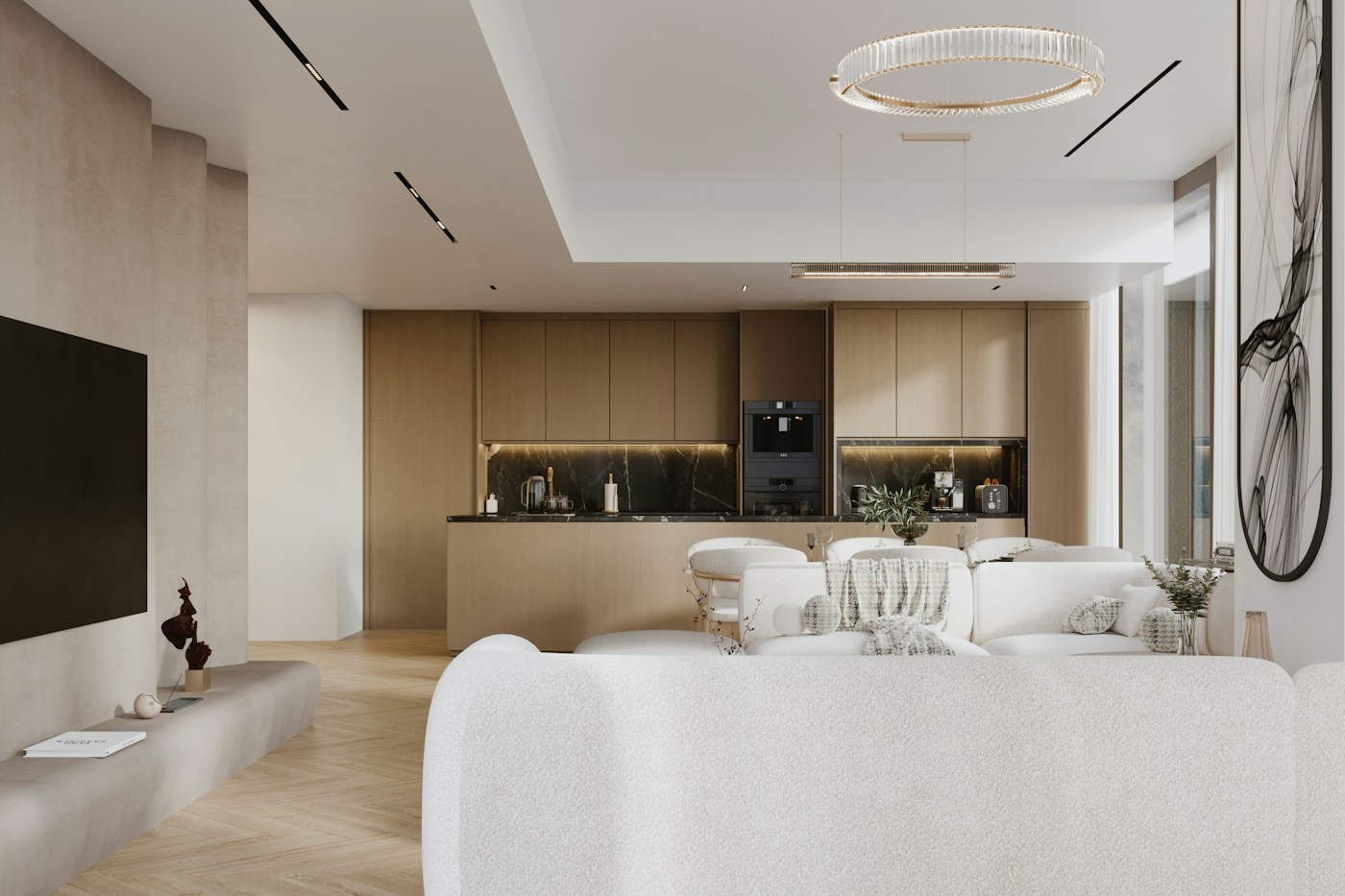 A finished renovation with natural wood, a bright kitchen and comfortable living space